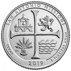 25 центов США 2019 Национальный Парк Миссий  Сан-Антонио, 49-й парк