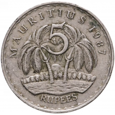 5 рупий Маврикий 1987-2010 Пальмы