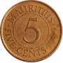 5 центов Маврикий 1987-2017