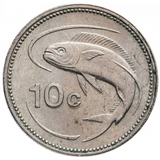 10 центов Мальта 1991-2007 Рыба Дорадо