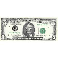США 5 долларов 1988