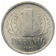 1 пфенниг 1977-1990 Германия.ГДР