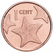 1 цент Багамы ( Багамские острова) 2009-2015 -  "Морские звёзды"