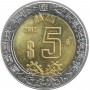5 песо Мексика 2012