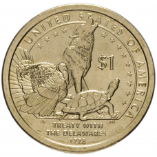 1 доллар 2013 - Делаверский договор 1778 США Индианка Сакагавея №5