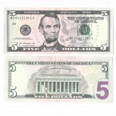 США 5 долларов 2009-2017 XF/XF+, банкнота