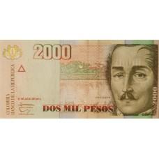 Колумбия 2000 песо 2014 г UNC пресс