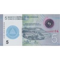 Никарагуа 5 кордоба 2020 UNC «60 лет ЦБ Никарагуа» полимер, юбилейная (Pick 219а)