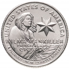 25 центов США 2022 - Вильма Манкиллер с новым типом портрета Дж.Вашингтона, двор D, Американские женщины (№3)