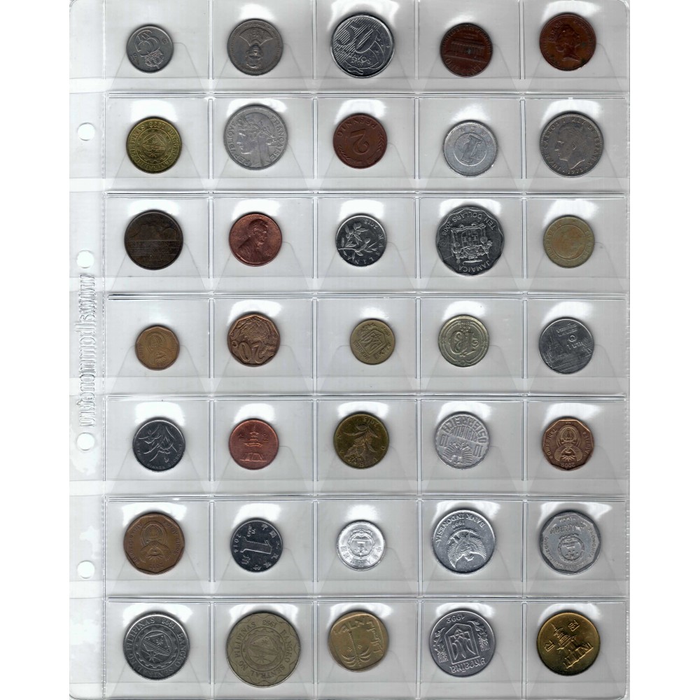 Набор из 35 случайных монет разных стран Мира, иностранные монеты без повторов, коллекция начинающего нумизмата, микс