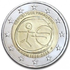 2 Евро 2009 Франция XF.10 лет Экономическому и валютному союзу