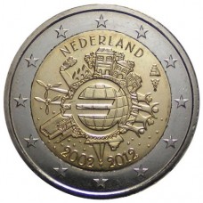 2 Евро 2012 Нидерланды XF.10 лет наличному обращению евро