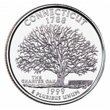 25 центов США 1999 Коннектикут, штаты