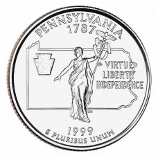 25 центов США 1999 Пенсильвания, штаты