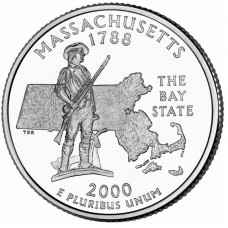 25 центов США 2000 Массачусетс, штаты
