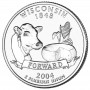 25 центов США 2004 Висконсин, штаты