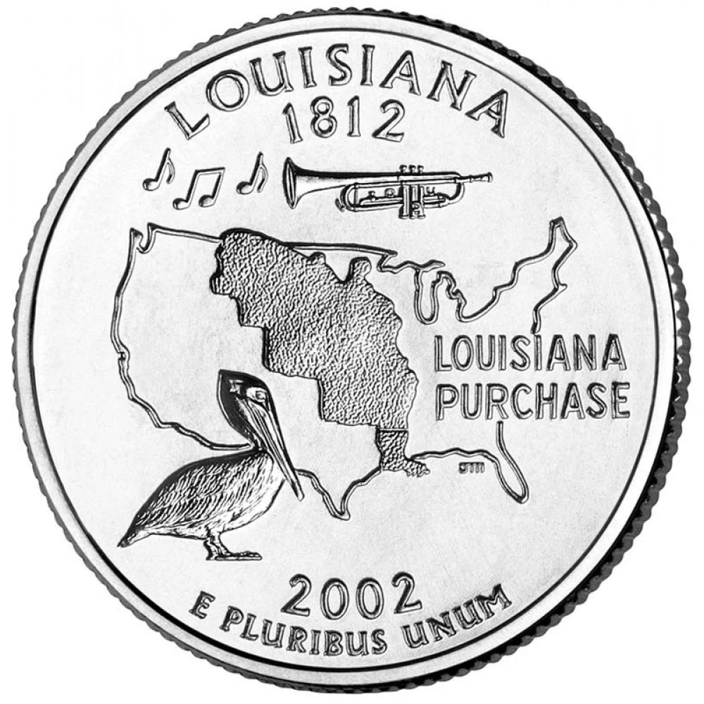America quarter. 25 Центов США 2002 Луизиана. Квотер 2002 Луизиана. Монета Луизиана 1812. Американские монеты Quarter Dollar.