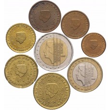 Набор евро монет Нидерланды 8 штук XF случайный год
