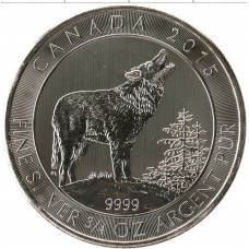 2 доллара 2015 Канада, Серый Волк/Вой волков. Серебро 999